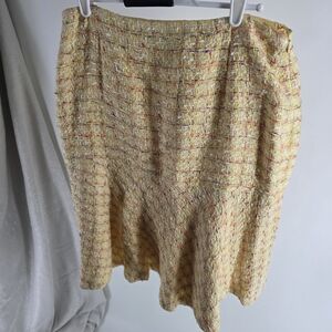 Vintage Carlisle Yellow Tweed Barbie Chanel Styled Skirt Size 8